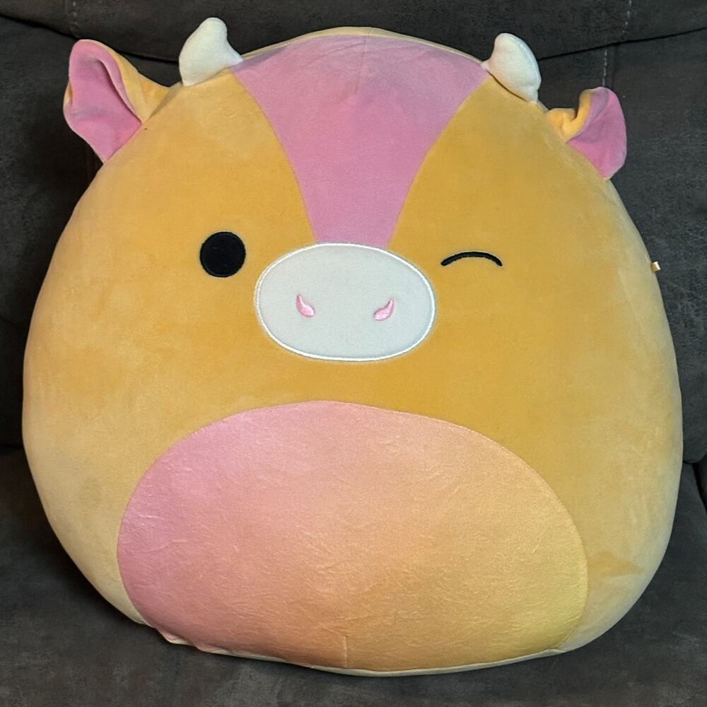 🐮 Squismallows 16" Adjani the Sunset Orange Sherbert Cow Plush *Used as Display
